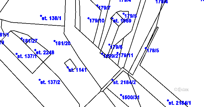 Parcela st. 1499/2 v KÚ Starý Plzenec, Katastrální mapa
