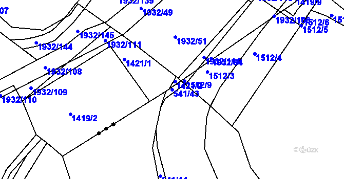 Parcela st. 541/43 v KÚ Starý Plzenec, Katastrální mapa