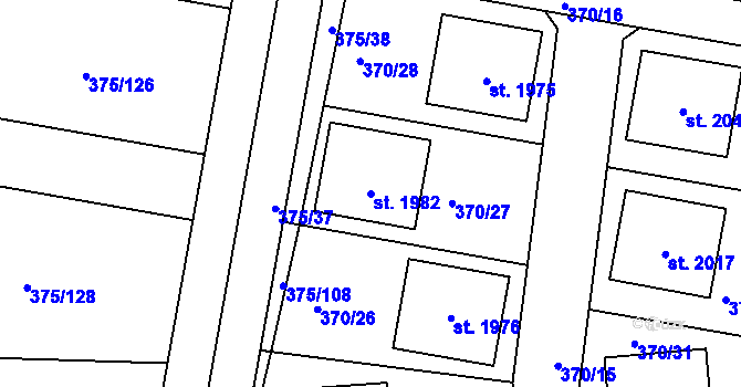 Parcela st. 1982 v KÚ Starý Plzenec, Katastrální mapa