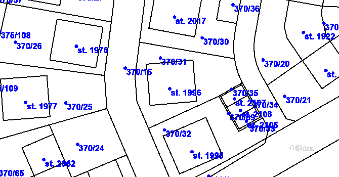 Parcela st. 1996 v KÚ Starý Plzenec, Katastrální mapa