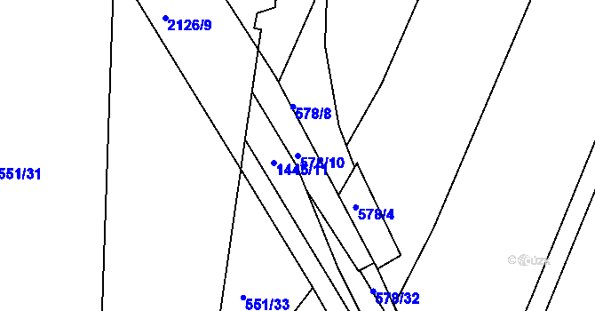 Parcela st. 578/10 v KÚ Starý Plzenec, Katastrální mapa