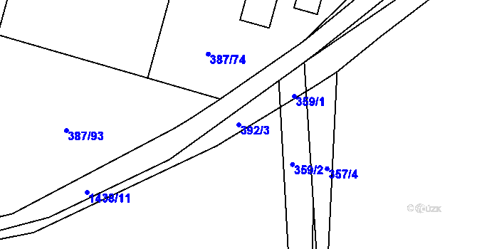 Parcela st. 392/3 v KÚ Starý Plzenec, Katastrální mapa