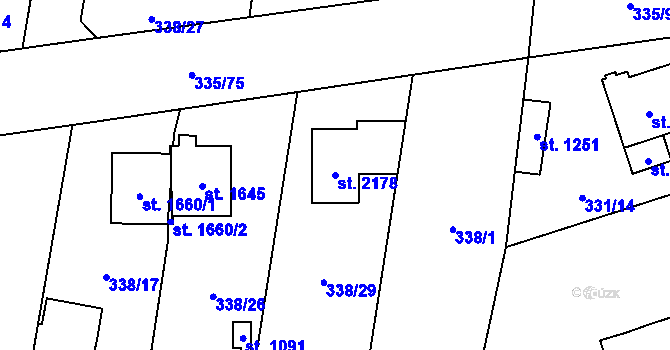 Parcela st. 2178 v KÚ Starý Plzenec, Katastrální mapa