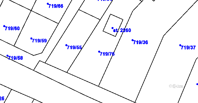 Parcela st. 719/76 v KÚ Starý Plzenec, Katastrální mapa