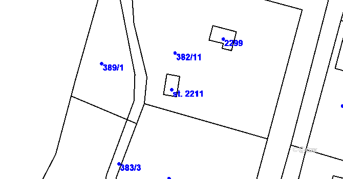 Parcela st. 2211 v KÚ Starý Plzenec, Katastrální mapa
