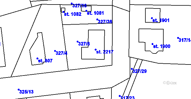 Parcela st. 2217 v KÚ Starý Plzenec, Katastrální mapa