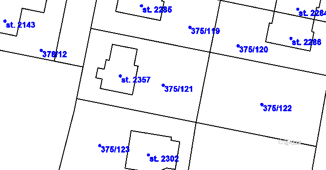 Parcela st. 375/121 v KÚ Starý Plzenec, Katastrální mapa