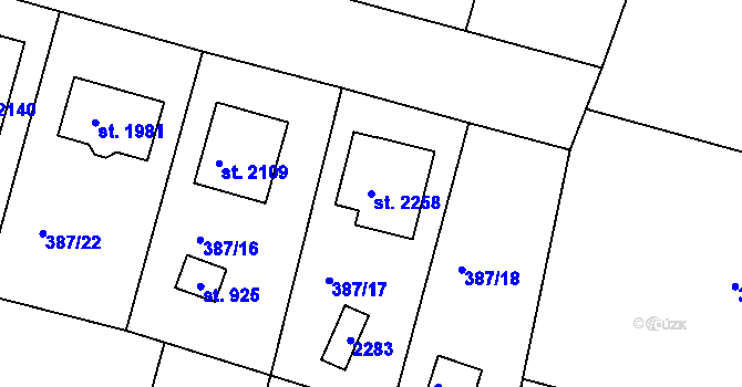 Parcela st. 2258 v KÚ Starý Plzenec, Katastrální mapa