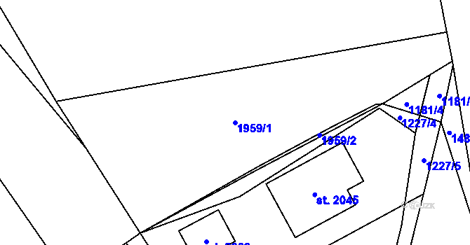 Parcela st. 1959/1 v KÚ Starý Plzenec, Katastrální mapa