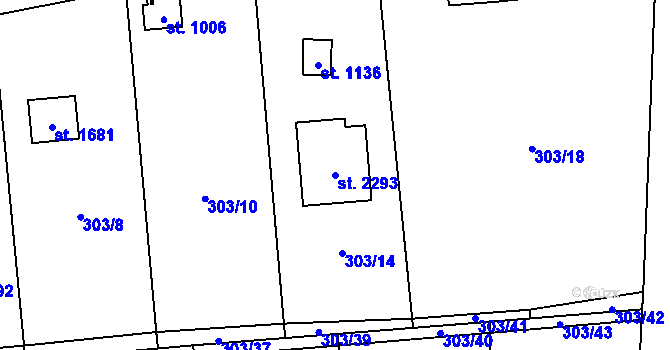 Parcela st. 2293 v KÚ Starý Plzenec, Katastrální mapa