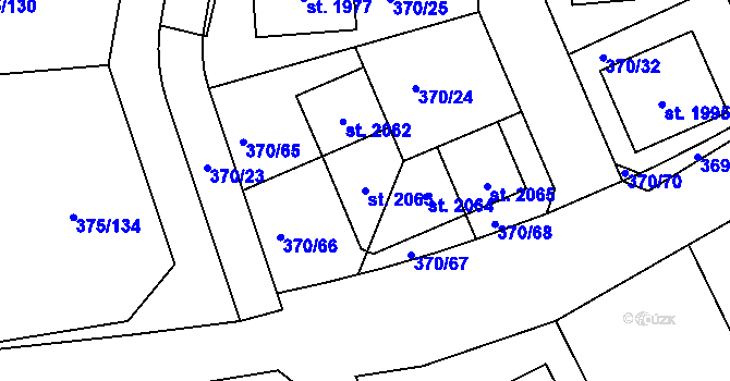 Parcela st. 2063 v KÚ Starý Plzenec, Katastrální mapa