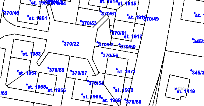 Parcela st. 370/56 v KÚ Starý Plzenec, Katastrální mapa