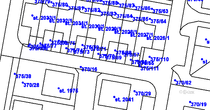 Parcela st. 375/69 v KÚ Starý Plzenec, Katastrální mapa