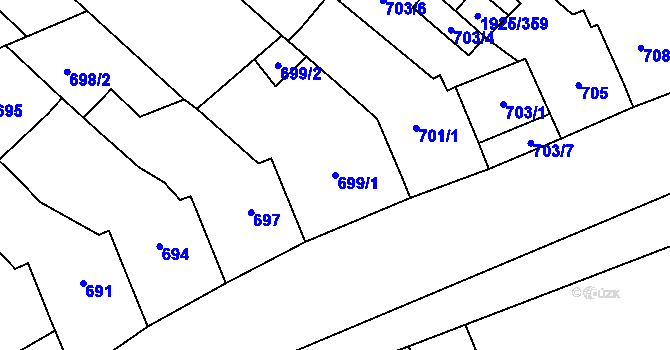 Parcela st. 699/1 v KÚ Starý Poddvorov, Katastrální mapa