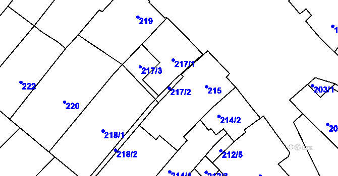 Parcela st. 217/2 v KÚ Starý Poddvorov, Katastrální mapa