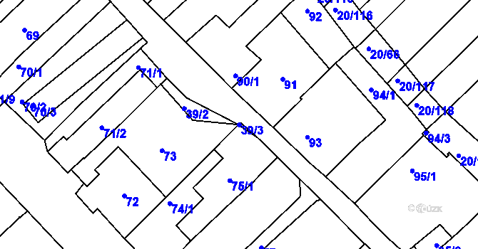 Parcela st. 39/3 v KÚ Starý Poddvorov, Katastrální mapa
