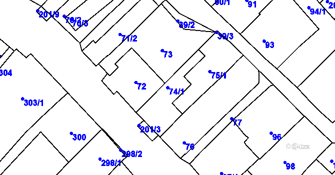Parcela st. 74/1 v KÚ Starý Poddvorov, Katastrální mapa