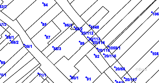 Parcela st. 89 v KÚ Starý Poddvorov, Katastrální mapa