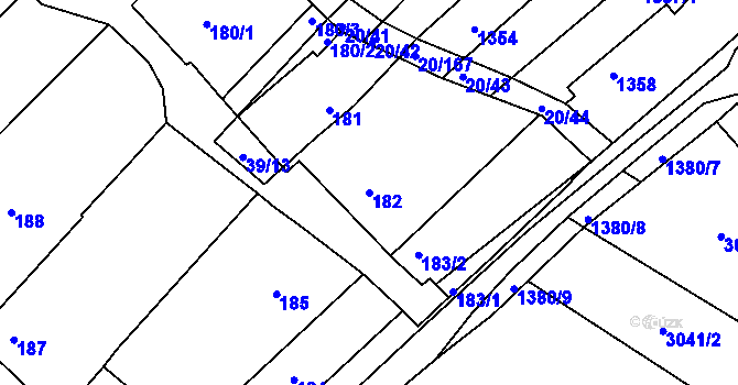 Parcela st. 182 v KÚ Starý Poddvorov, Katastrální mapa
