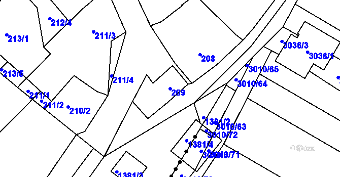 Parcela st. 209 v KÚ Starý Poddvorov, Katastrální mapa