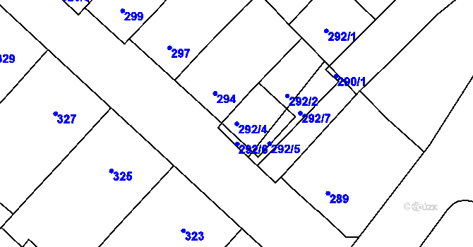 Parcela st. 292/4 v KÚ Starý Poddvorov, Katastrální mapa