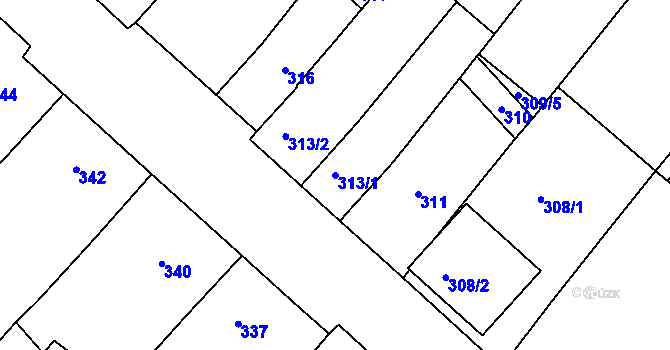 Parcela st. 313/1 v KÚ Starý Poddvorov, Katastrální mapa