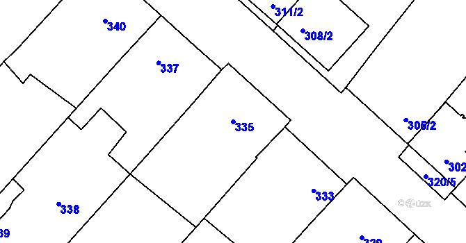 Parcela st. 335 v KÚ Starý Poddvorov, Katastrální mapa