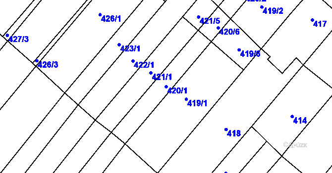 Parcela st. 420/1 v KÚ Starý Poddvorov, Katastrální mapa