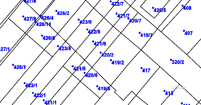 Parcela st. 420/2 v KÚ Starý Poddvorov, Katastrální mapa