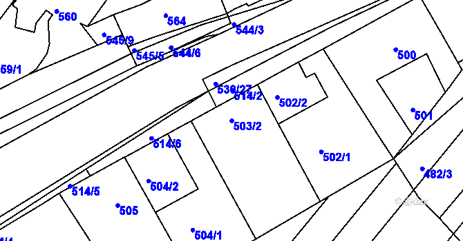 Parcela st. 503/2 v KÚ Starý Poddvorov, Katastrální mapa