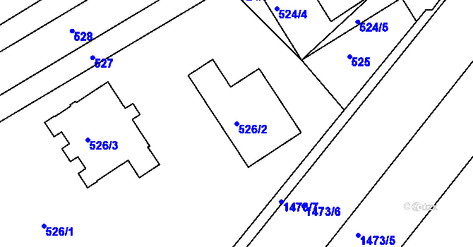 Parcela st. 526/2 v KÚ Starý Poddvorov, Katastrální mapa