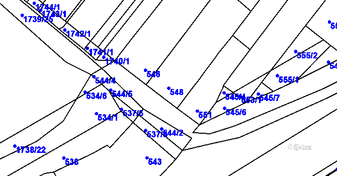 Parcela st. 548 v KÚ Starý Poddvorov, Katastrální mapa
