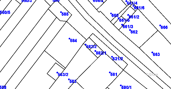 Parcela st. 582/2 v KÚ Starý Poddvorov, Katastrální mapa