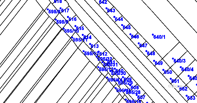 Parcela st. 612 v KÚ Starý Poddvorov, Katastrální mapa