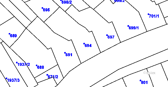 Parcela st. 694 v KÚ Starý Poddvorov, Katastrální mapa