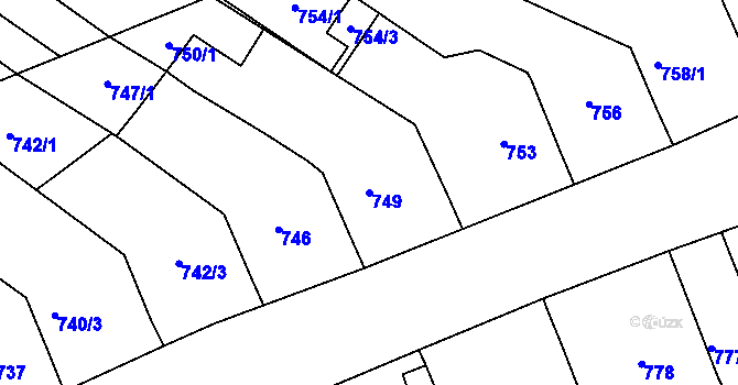 Parcela st. 749 v KÚ Starý Poddvorov, Katastrální mapa