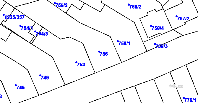 Parcela st. 756 v KÚ Starý Poddvorov, Katastrální mapa