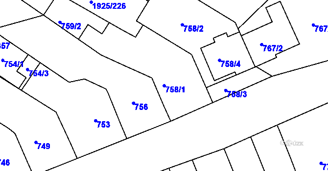 Parcela st. 758/1 v KÚ Starý Poddvorov, Katastrální mapa