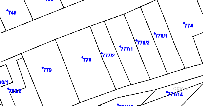 Parcela st. 777/2 v KÚ Starý Poddvorov, Katastrální mapa