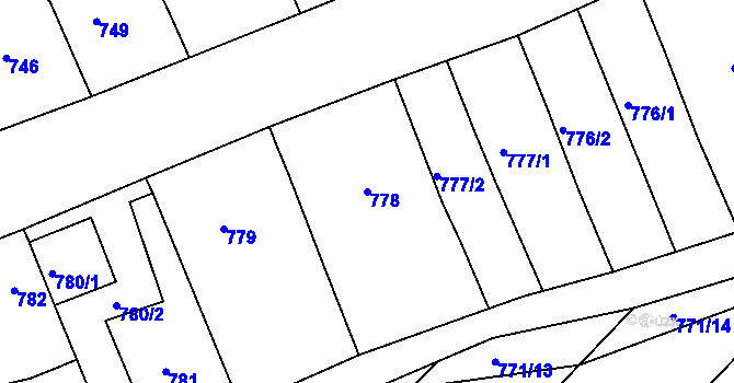 Parcela st. 778 v KÚ Starý Poddvorov, Katastrální mapa