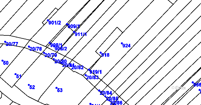 Parcela st. 918 v KÚ Starý Poddvorov, Katastrální mapa