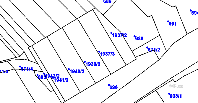 Parcela st. 1937/3 v KÚ Starý Poddvorov, Katastrální mapa