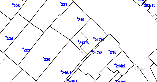 Parcela st. 217/3 v KÚ Starý Poddvorov, Katastrální mapa