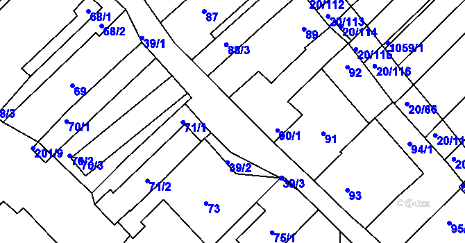 Parcela st. 90/2 v KÚ Starý Poddvorov, Katastrální mapa