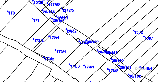 Parcela st. 173/3 v KÚ Starý Poddvorov, Katastrální mapa