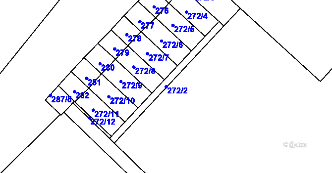 Parcela st. 272/2 v KÚ Starý Poddvorov, Katastrální mapa