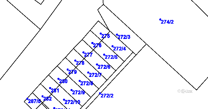 Parcela st. 272/5 v KÚ Starý Poddvorov, Katastrální mapa