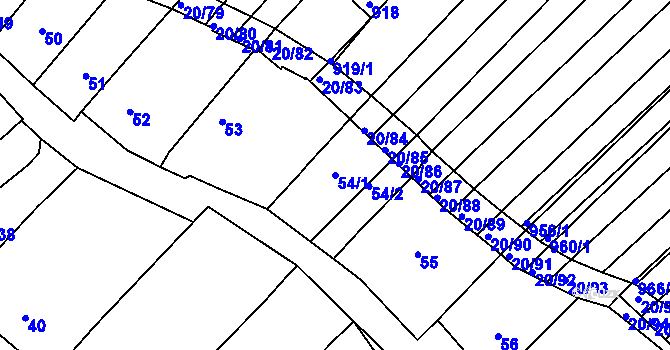 Parcela st. 54/1 v KÚ Starý Poddvorov, Katastrální mapa
