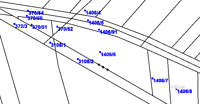 Parcela st. 1406/6 v KÚ Starý Poddvorov, Katastrální mapa