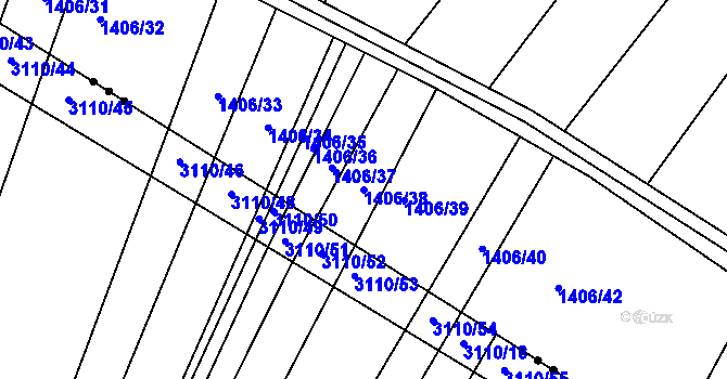 Parcela st. 1406/38 v KÚ Starý Poddvorov, Katastrální mapa